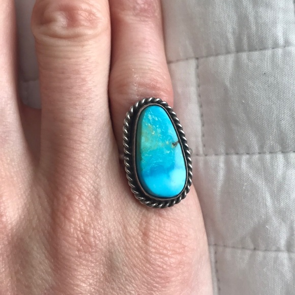Vintage Turquoise Ring western small size 4 - Picture 3 of 10